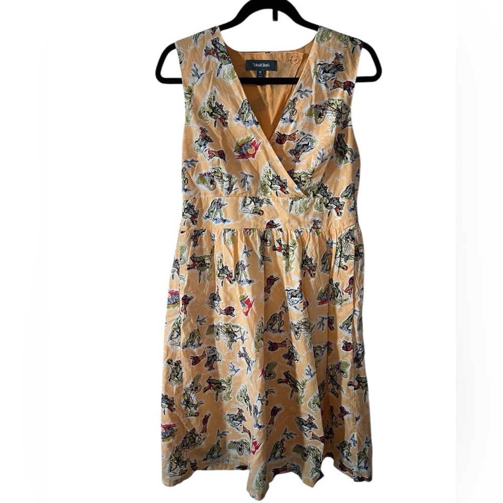 ModCloth Medium Cowgirl Vintage-Inspired Fit & Flare Dress with Horses